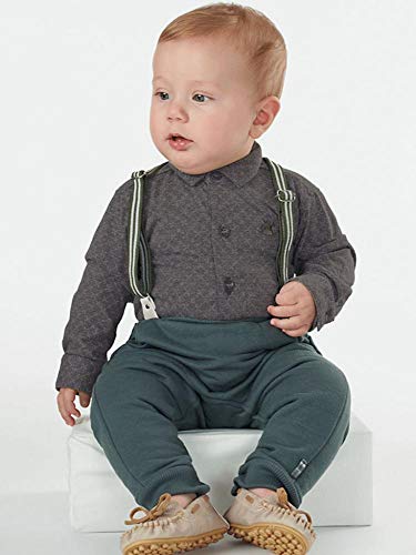 Kit Bebê Body e Calça Suspensório Meninos Up Baby, Cinza, P