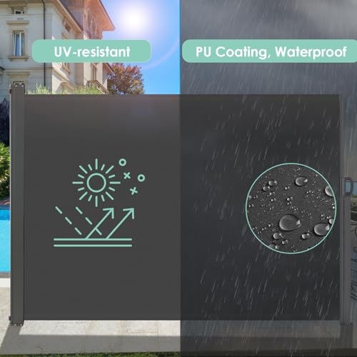 Liferun H038-2 138 Inch X 71 Inch Side Awning, Retractable Side Awning, Patio Retractable Side Screen Awning, Uv Resistant, Waterproof, Patio Privacy Screen thumb #3