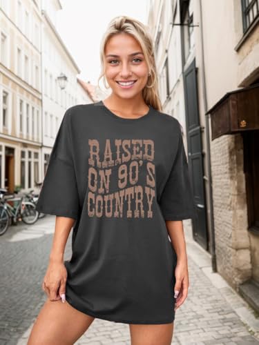 Oversized 90s Country Shirts for Women Raised On 90’S Country Shirt Country Music Tshirt Rock Band Vintage Tee Tops2