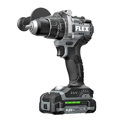 Image of FLEX 24V Brushless Cordless 1 /2-Inch 1,000 In-Lbs Torque 2-Speed Hammer Drill Kit with (2) 2.5Ah Lithium Batteries and 160W Fast Charger - FX1252-2A