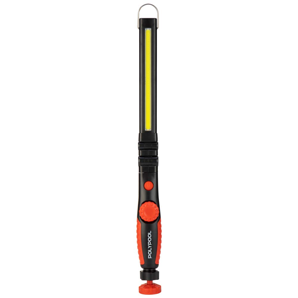 POLY POOL - PP3165 Torcia LED FLEXLIGHT Da Lavoro con Luce Ultra Led COB 5W 450lm + 70lm 3W - Gancio e Corpo Snodabile - Lampada Portatile per Officina con Magnete - Lampada Emergenza Ricaricabile