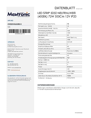 Striscia LED 5050 Neutral White (4000K) 72W 500CM
