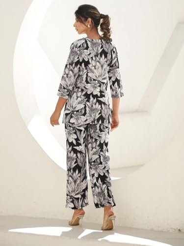 Image of Trendy Queen Co Ord Set | Casual Wear Pant Top Set | Fancy Co-Ord Set | Full Pair Set | Coord Sets for Women | Top Pant Set (SD817)