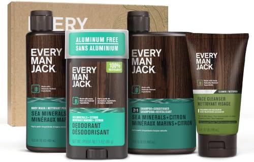 Every Man Jack Bath and Body Shower Gift Set for Men, Sea Minerals Citron