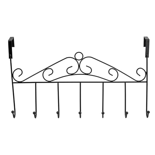 Cyrank Au-Dessus des Crochets de Porte, Organiseur de Porte-Serviettes détachable à 7 Crochets sur Le Porte-Serviettes Porte-Manteau pour Serviettes Sacs à Main Manteaux(Le Noir) Cover