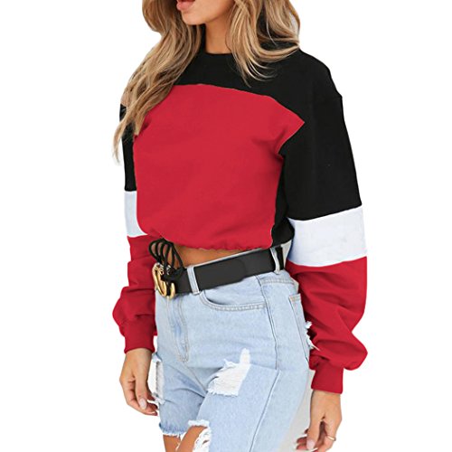 Women's Color Stitching Hem Lace Up Crop Sweatshirts - image 4