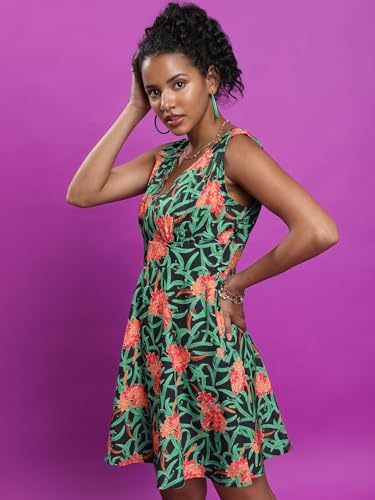 Image of Tokyo Talkies Women's Sleeveless V-Neck Printed Dresses| Dresses Women| Dresses| Stylish| Casual