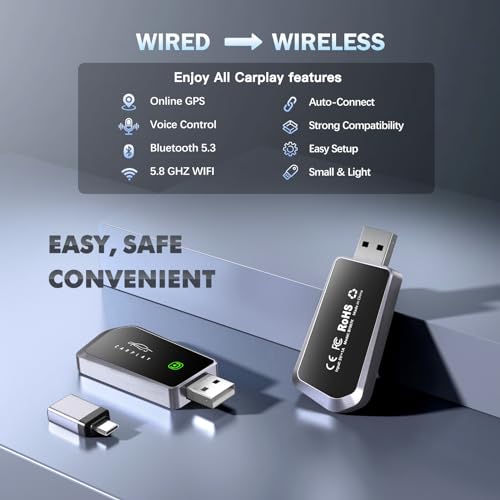 image for WOLIOS Wireless Carplay Adapter Plug & Play Apple Carplay Wireless Ada