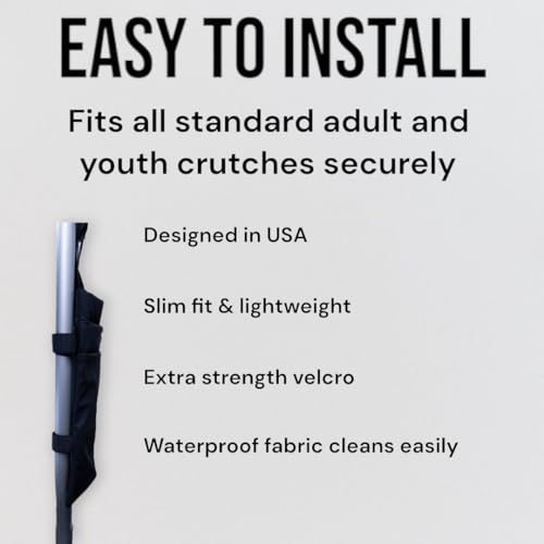 Crutcheze Original Crutch Bag – Storage Pouch for Underarm Crutches – Lightweight, Washable Crutch Accessory with Velcro Straps – Mobility Aid Tote – Designed in USA