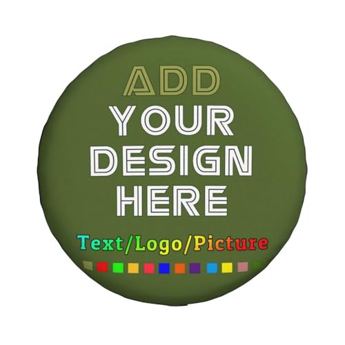 Image of Custom Spare Tire Cover Personalized Tire Covers Add Your Own Design Logo Picture Customize Wheel Cover Universal Size 14-17 in Fit for Jeep Trailer Camper RV Wheel Covers, OliveDrab