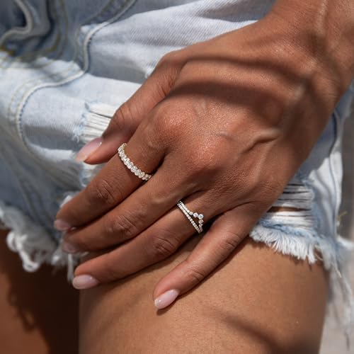 STORYJEWELLERY Ring Enhancer, Stackable Rings for Women, V Shaped Cubic Zirconia Ring, Curved Wedding Bands for Women, Engagement Rings for Women, Gifts for Her3