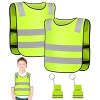 URAQT High Vis Vests, Kids High Vis Vest, Children's High Vis Jackets, Security Vest, with Backpack Reflective Pendants, for Going to School, Cycling, Sports and Road Traffic on the Way 51x42 cm