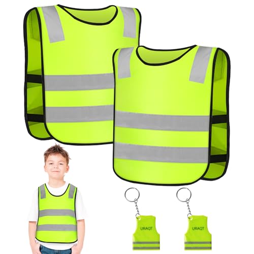 URAQT High Vis Vests, Kids High Vis Vest, Children's High Vis Jackets, Security Vest, with Backpack Reflective Pendants, for Going to School, Cycling, Sports and Road Traffic on the Way 51x42 cm