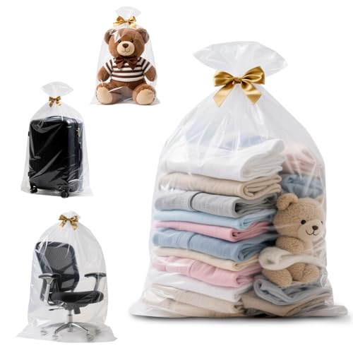 Origuuds Large Clear Plastic Storage Bags 80cm x 100cm Food-Grade Clear Plastic Flat Open Poly Bags for Blanket Duvets Pillows Plush Toys Comforter and Basement Storage (40 m/5 Count)