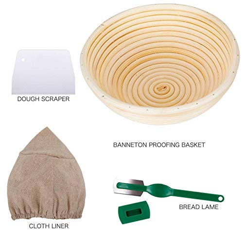 pão azedo, conjunto cesta à prova pão, kit pão rattan natural, conjunto cesto armazenamento fermenta