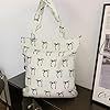 MOTIBACK Corduroy Tote Bag for Women - Black Bow Print Large Reusable Shopper Bag with Zip Closure, Spacious Shoulder Handbag for Work, College & Travel #2