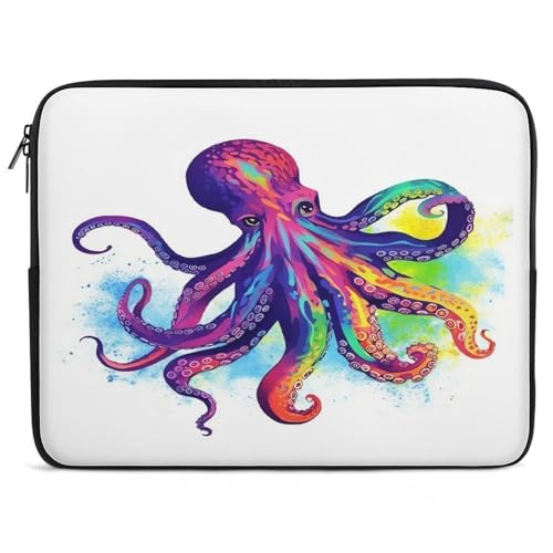 Funda de computadora para el café y la oficina con diseño de pulpo colorido