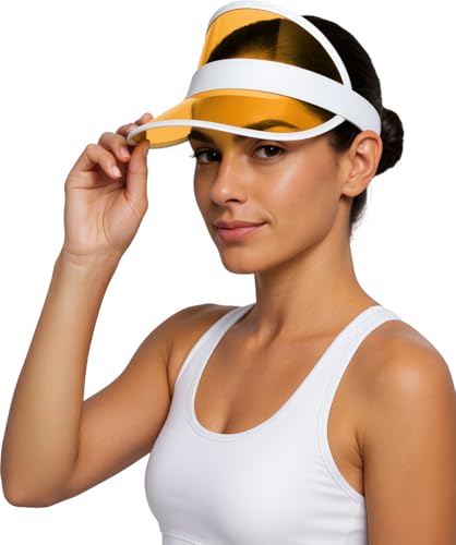 FIESTAS GUIRCA | Gorra Visera Transparente Naranja - Accesorio de Disfraz para Fiestas de los Años '80 y Eventos Deportivos - Ideal para Adultos Unisex - Naranja
