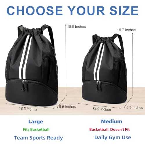 Image of JELUTAR Drawstring Backpack Gym Bag with Shoes Compartment