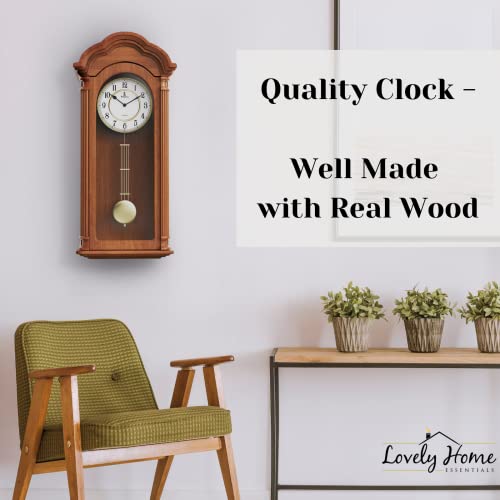 Pendulum Wall Clock Battery Operated - Large Hanging Grandfather Wall Clock With Pendulum - Quiet Wood Pendulum Clock - Wooden Wall Clock For Living Room Decor, Office & Home Décor Gift 26X12 #TOP6