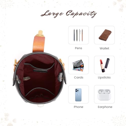 Image of OLD TREND Doctor Bucket Crossbody Handbag | Luxurious and Versatile Bag for Women | Genuine Cowhide Leather