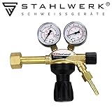 Hochwertiger, robuster Druckminderer mit 2 Skalen (Flascheninhalt & Druck) aus Messing.