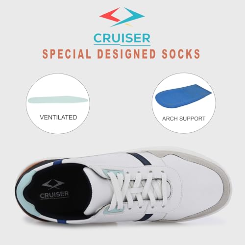 Image of Cruiser Mens Sneakers | Casual Shoes | Cone Heel Lace-Up Sneakers for a Unique Look |Experience Comfort & Style with Soft Cushioned Insole | Trendy Lace-Up Design Sneaker (2565)