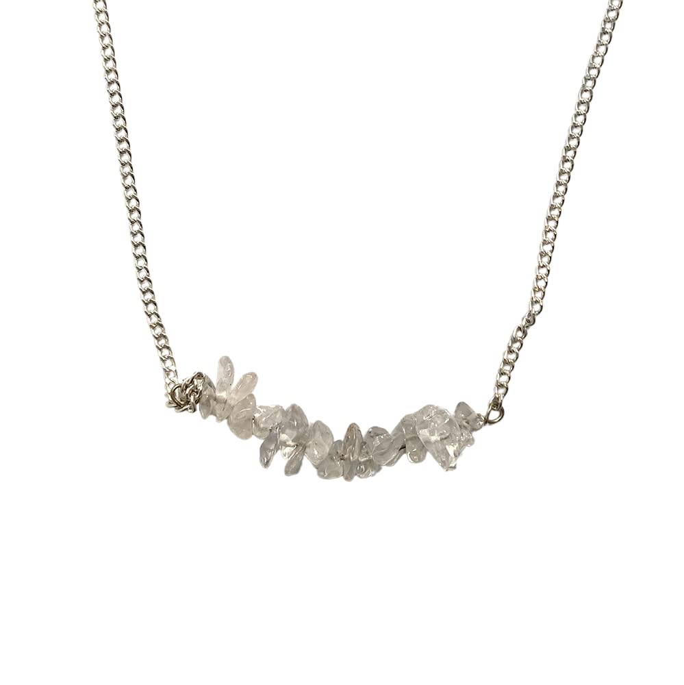 VIE Silver Chain Chips Pendant, Clear Quartz