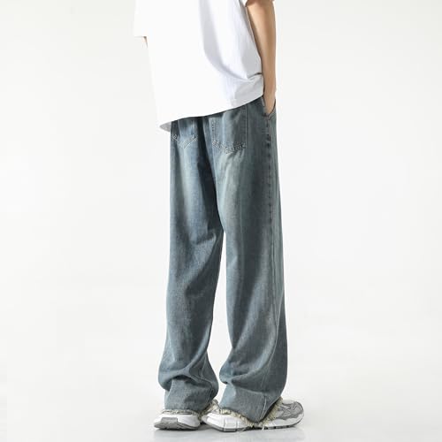 PRIJOUHE Mens Loose Fit Jeans Elastic Waist Wide Leg Baggy Jean Cargo Pants Trousers3