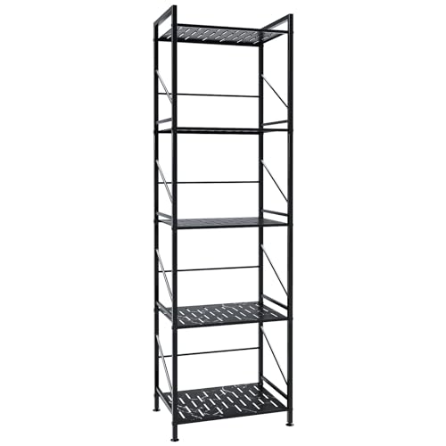 5 Tier Metal Shelving Unit for Kitchen and Bathroom - Black
