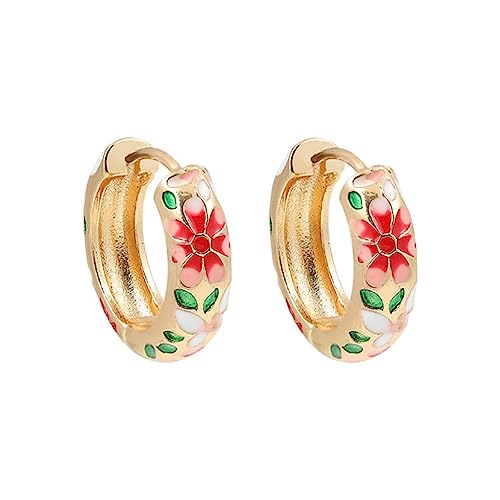 Bohemia Colorful Zircon Small Hoop Earrings Retro Geometric Eye Round Circle