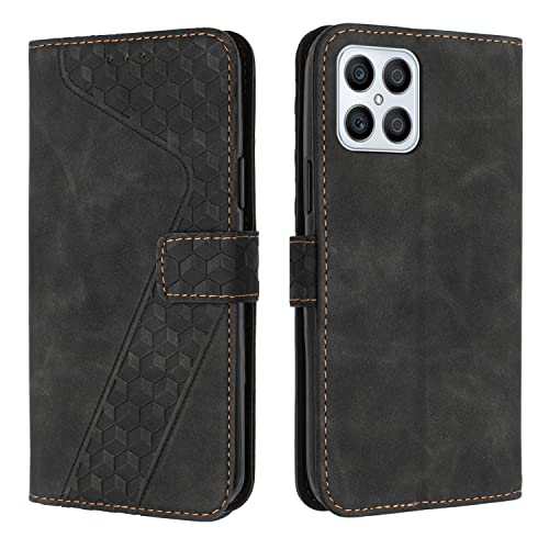 OKZone Kompatibel mit Huawei Honor X8 4G/Honor X30i/Honor Play 6T Pro Hülle, PU Leder Handyhülle Tasche Wallet Schutzhülle Flip Cover Klappbar Etui mit Magnet Kartenfach TPU Lederhülle (Schwarz)