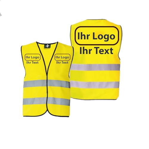 Warnweste/Sicherheitsweste in verschiedenen Farben - personalisiert | IHR Logo - IHR Text | farbig bedruckbar mit Text und/oder Logo | mit Reflex-Leuchtstreifen