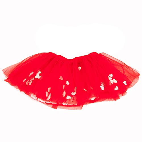 Tutu Baton | Tutus for Women and Girls. Tulle Skirt for Running Events, Breast Cancer Awareness, Costume, Ballerina, Dance Holidays & More! Athletic Waist Band. One Size fits Most. (Red Hearts)
