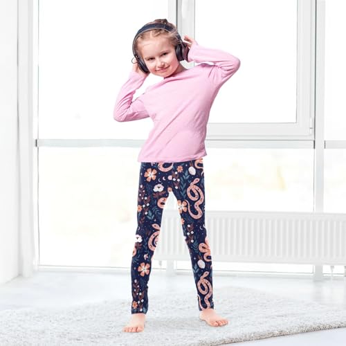 Wusikd Snakes Flowers Girls' Leggings Toddler Doodles Stars Kids Yoga Pants Dance Active Tights 7-8T Multi4