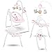 LIONELO Robin bébé balançoire électrique 0 à 9 kg, avec fonction couchée, 12 mélodies, 8 vitesses de bascule, moustiquaire, boîte à musique (Rose)