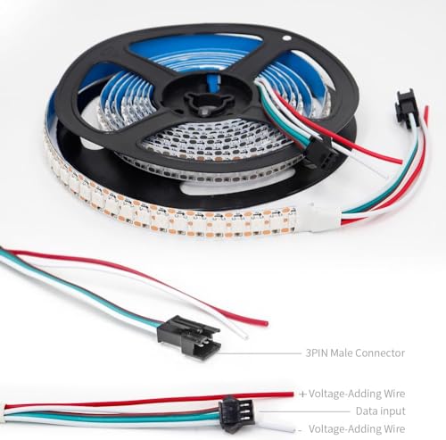 Image of WS2812 LED Strip, 1m, 144 LEDs /m, 5V, Individually Addressable, Cuttable,10mm, Non-Waterproof, Indoor Use, High-Density Dream Color, Easy Install with Adhesive, (WS2812-144LED /METER, 1 Meter)