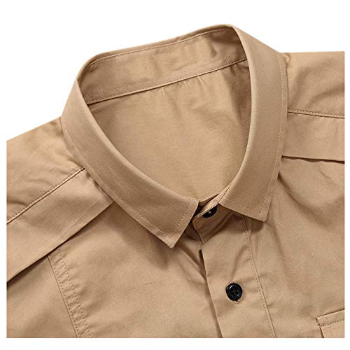 Men's Solid Color Button-Down Collar Long-Sleeved Temperament self-Cultivation high-Value Shirt4