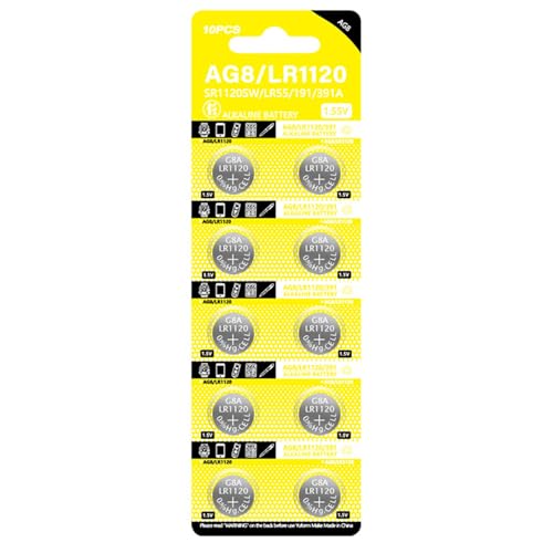 10 �� AG8 LR1120 �{�^���d�r 1.5V �A���J���{�^���R�C���d�r��������̎��v�Ȃ� AG8/CX191/D381/G58 �d��{�^���d�r