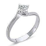 Anello di diamante solitario da 0,30 carati in oro bianco 14 carati, oro, Diamante