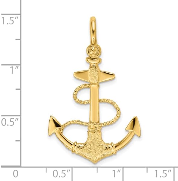 IceCarats 14K Solid Yellow Gold Anchor Mariner Rope Shackle Necklace Nautical Charm Pendant - Image 5