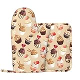 Matériau de qualité : fabriqués à partir de tissu sergé de polyester de qualité et de matériau isolant, nos maniques et maniques Love Cupcake à imprimé fraise offrent une résistance à la chaleur. La construction de qualité supérieure garantit qu'ils sont épais et efficaces pour protéger vos mains