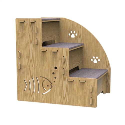 Escalones para Mascotas para Perros Pequeños - Escaleras De Madera para Mascotas De 3 Escalones para Perros | Escaleras para Perros para Camas Altas | Rampa Interior Equilibrada para Perros