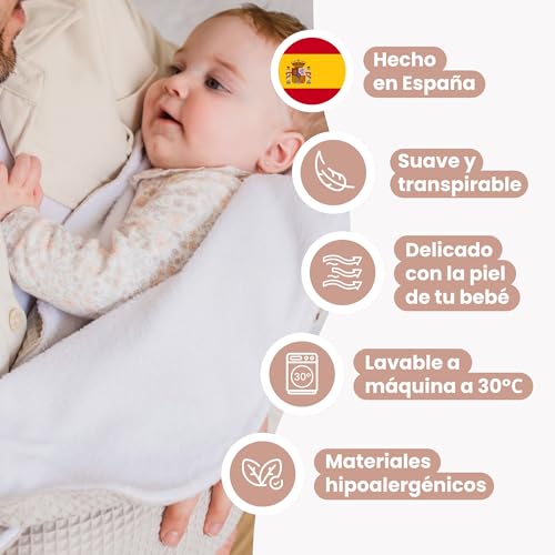 Miniatura 7 de Mimuselina Manta Arrullo Bebe Recien Nacido Invierno 2 En 1 Manta Bebes Y Arrullo Para Bebes Suave De Algodon Y Coralina 90x70cm Calido Y Ligero Fabricado En España Essence