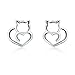 TIZU Orecchini a Forma di Gatto Cuore Orecchini Argento 925 Anallergici per Donna Bambina Idee Regalo