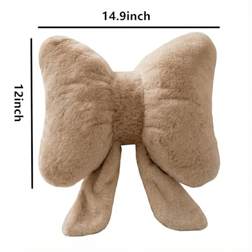 Image of Bow Pillow Throw Pillows Butterfly Shaped Decorative Cute Pillows for Bed Sofa Cute Home Decor,Coffee 14.5 * 12inch
