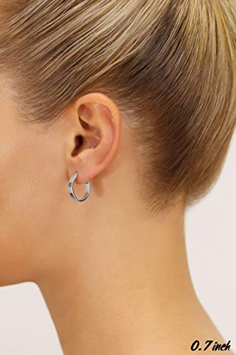 14K Gold Small Oval Flat Hoop Earrings (White-Gold) #TOP2