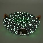 LUCKITTY Cat Tunnel Bed Tube with Cushion and Plush Ball Toy Playground Crinkle Collapsible Self-Luminous Flannel Fabric 3FT for Large Cats Kittens Kitty Small Animals Puppy Grey Moon Star - Image 3