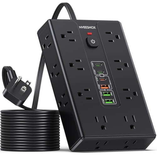 Image of Surge Protector Power Strip with 16 AC Outlets 6 USB Ports(3 Type C)