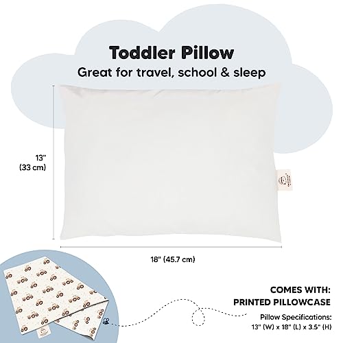 Image of Toddler Pillow with Pillowcase, 13x18 My Little Dreamy Pillow (Tractor) | Kids Travel Bed Pillow for Sleep, Organic Cotton Small Pillowcase, Soft, Breathable, Machine Washable, Toddlers 2-5 years old